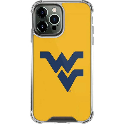 West Virginia University Yellow Background iPhone 15 Pro Max Clear Case