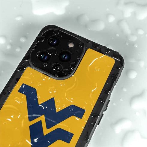 West Virginia University Yellow Background iPhone 14 Pro Max Waterproof Case