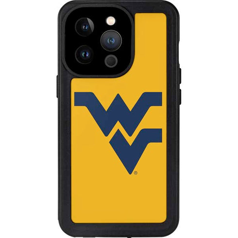West Virginia University Yellow Background iPhone 14 Pro Waterproof Case