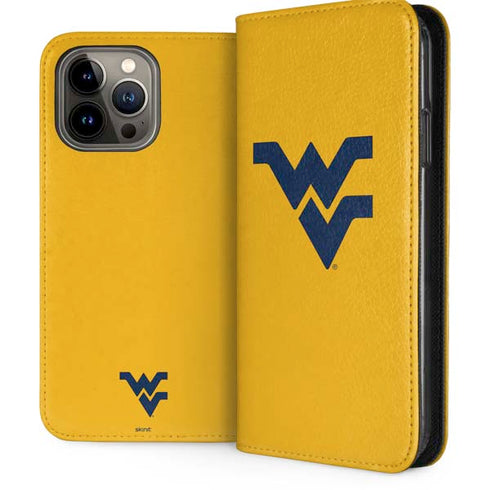 West Virginia University Yellow Background iPhone 15 Pro Max Folio Case