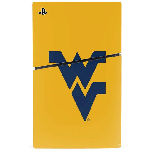 West Virginia University Yellow Background PS5 Slim Disk Console Skin