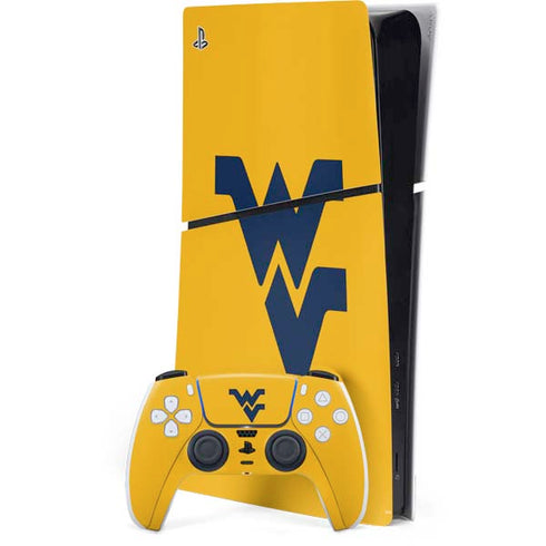 West Virginia University Yellow Background PS5 Slim Digital Edition Bundle Skin