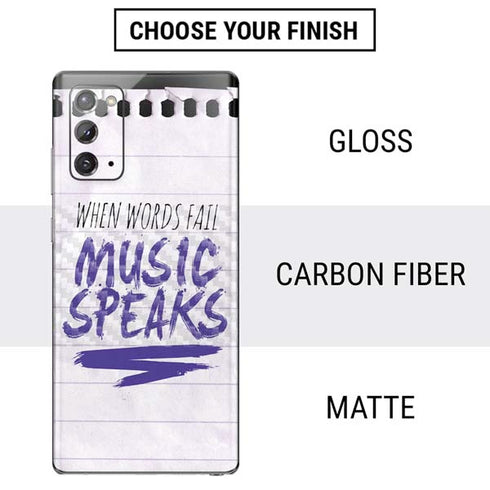 When Words Fail Music Speaks Galaxy Note20 5G Skin