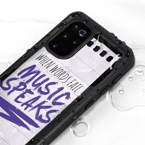 When Words Fail Music Speaks Galaxy S20 Plus Waterproof Case