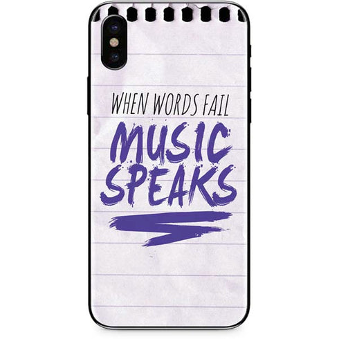 When Words Fail Music Speaks iPhone XS Skin