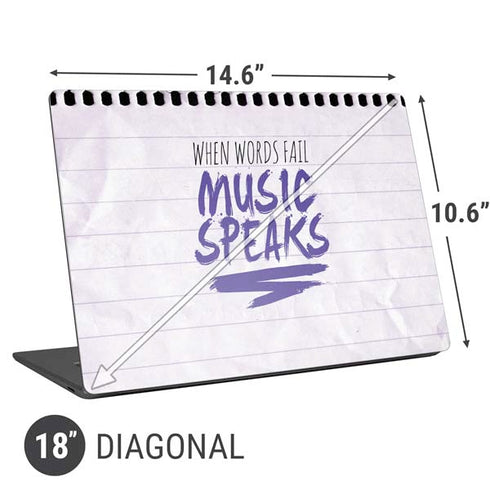 When Words Fail Music Speaks Universal Laptop 18in (14.6 x 10.6in) Skin