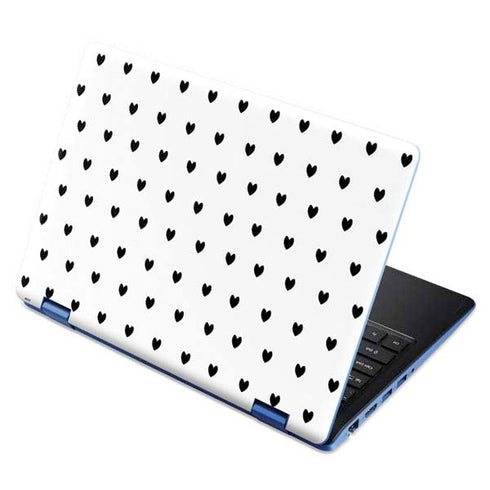 White and Black Hearts Aspire R11 11.6in Skin