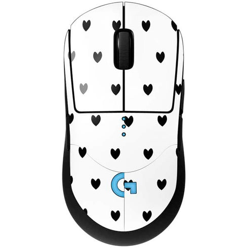 White and Black Hearts G Pro Wireless Gaming Mouse Skin