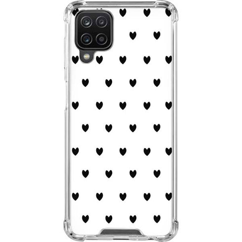 White and Black Hearts Galaxy A12 Clear Case