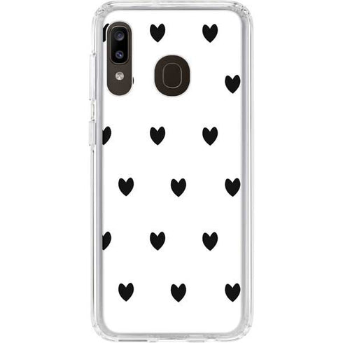 White and Black Hearts Galaxy A20 Clear Case