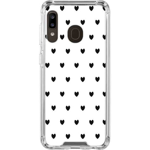 White and Black Hearts Galaxy A30 Clear Case