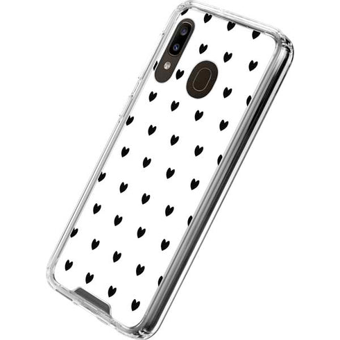 White and Black Hearts Galaxy A30 Clear Case