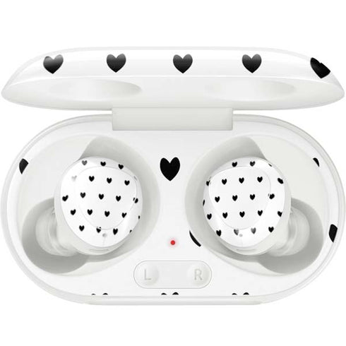 White and Black Hearts Galaxy Buds Plus Skin