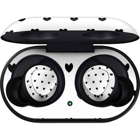 White and Black Hearts Galaxy Buds Skin