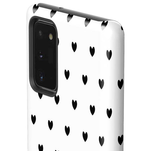 White and Black Hearts Galaxy Note20 5G Pro Case