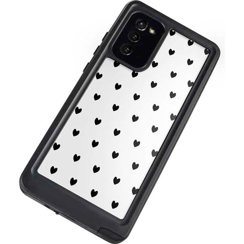 White and Black Hearts Galaxy Note20 5G Waterproof Case