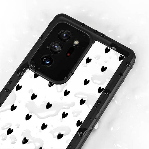 White and Black Hearts Galaxy Note20 Ultra 5G Waterproof Case