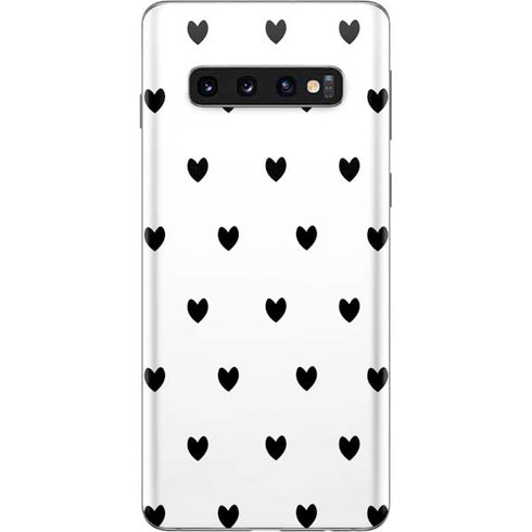 White and Black Hearts Galaxy S10 Skin