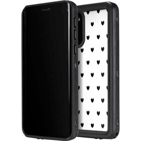 White and Black Hearts Galaxy S20 Plus Waterproof Case