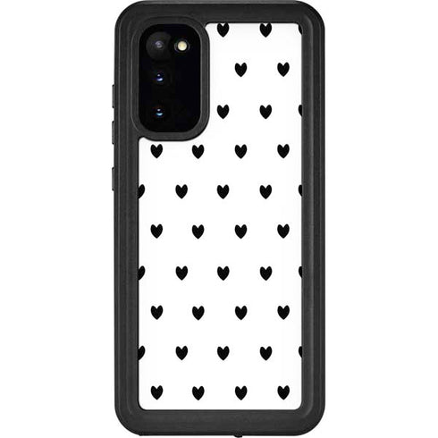 White and Black Hearts Galaxy S20 Waterproof Case