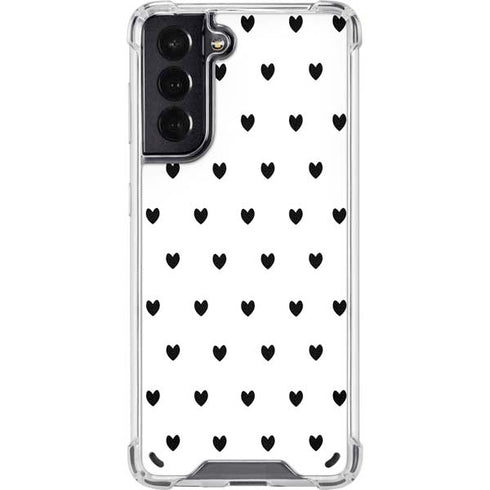 White and Black Hearts Galaxy S21 5G Clear Case