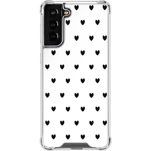 White and Black Hearts Galaxy S21 FE Clear Case