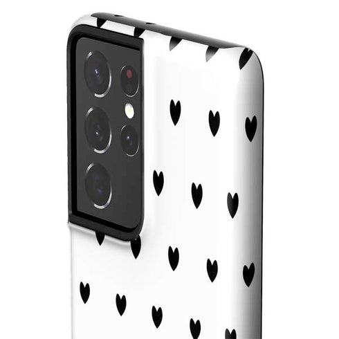 White and Black Hearts Galaxy S21 Ultra 5G Pro Case