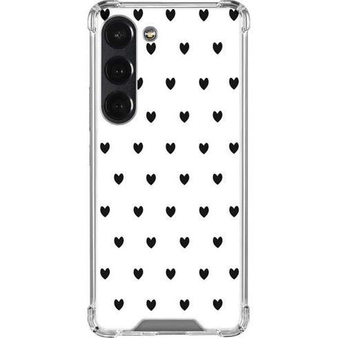 White and Black Hearts Galaxy S23 Clear Case