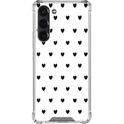 White and Black Hearts Galaxy S23 Plus Clear Case