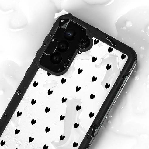 White and Black Hearts Galaxy S23 Plus Waterproof Case