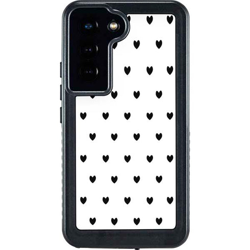 White and Black Hearts Galaxy S23 Waterproof Case