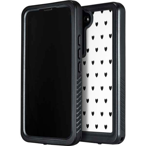 White and Black Hearts Galaxy S23 Waterproof Case