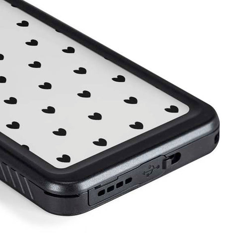 White and Black Hearts Galaxy S23 Waterproof Case