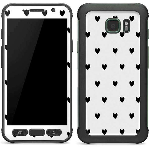 White and Black Hearts Galaxy S7 Active Skin