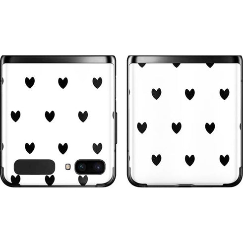White and Black Hearts Galaxy Z Flip Skin