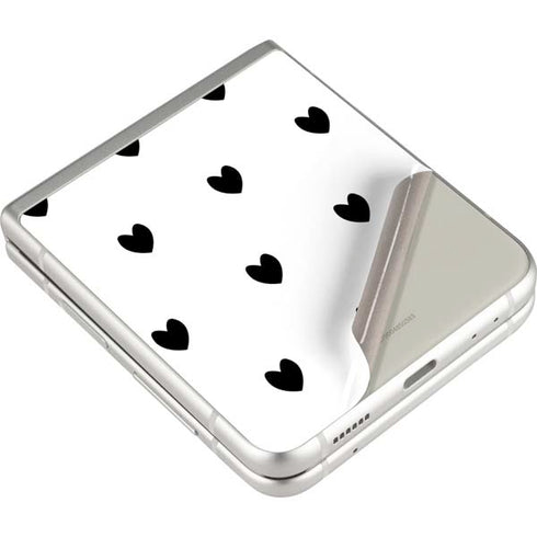 White and Black Hearts Galaxy Z Flip3 5G Skin