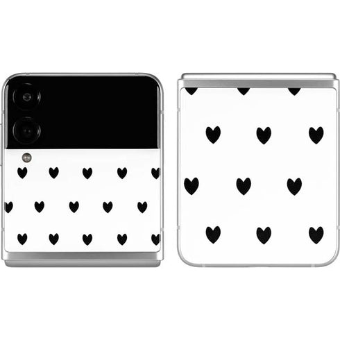 White and Black Hearts Galaxy Z Flip4 5G Skin