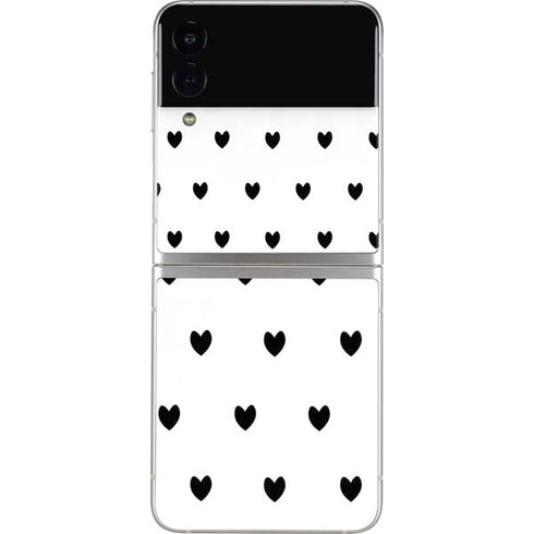 White and Black Hearts Galaxy Z Flip4 5G Skin