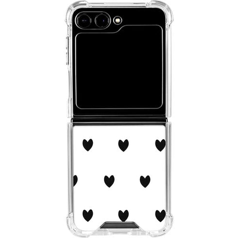 White and Black Hearts Galaxy Z Flip5 5G Clear Case