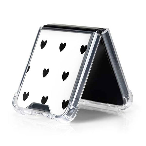 White and Black Hearts Galaxy Z Flip5 5G Clear Case
