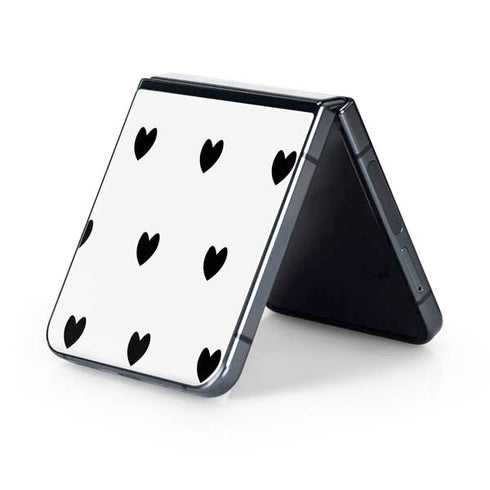 White and Black Hearts Galaxy Z Flip5 5G Skin