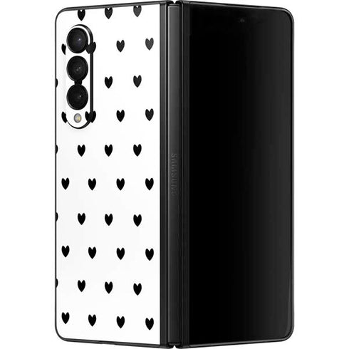 White and Black Hearts Galaxy Z Fold3 5G Skin