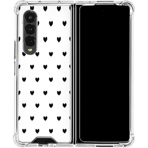 White and Black Hearts Galaxy Z Fold4 5G Clear Case
