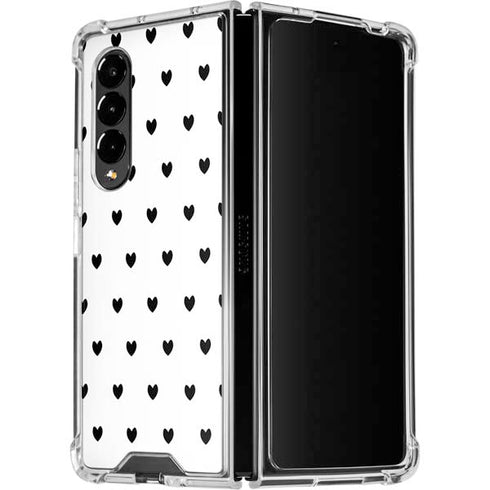 White and Black Hearts Galaxy Z Fold4 5G Clear Case