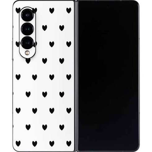White and Black Hearts Galaxy Z Fold4 5G Skin