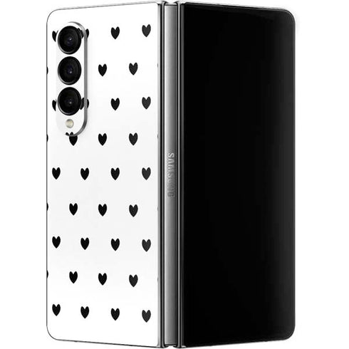 White and Black Hearts Galaxy Z Fold4 5G Skin
