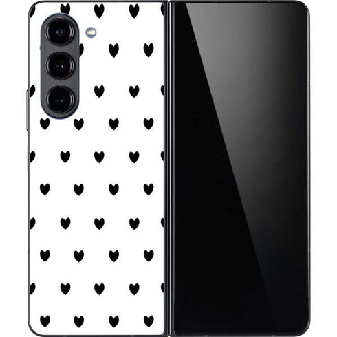 White and Black Hearts Galaxy Z Fold5 5G Skin