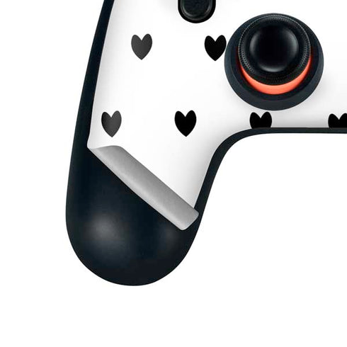 White and Black Hearts Google Stadia Controller Skin