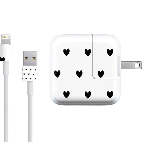 White and Black Hearts iPad Charger (10W USB) Skin