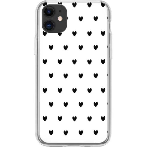 White and Black Hearts iPhone 11 Clear Case
